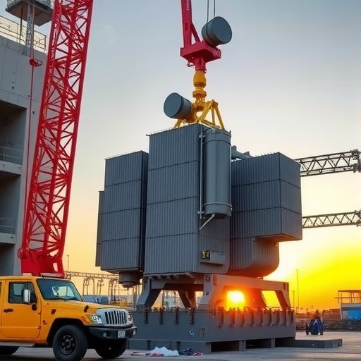 中国化学十一化建华南分公司沙特RIYAS项目主变压器成功就位