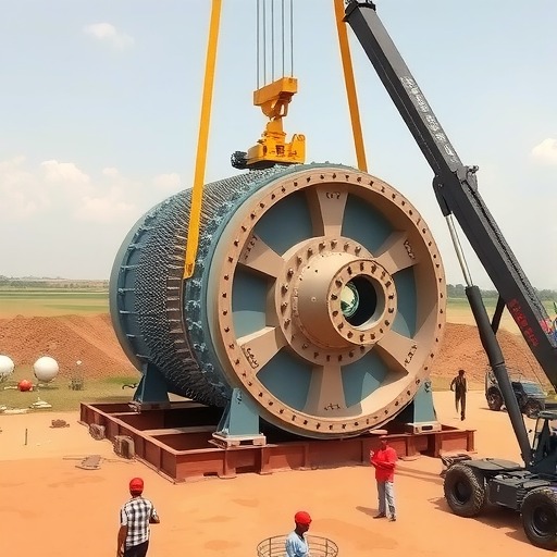 “中国造”最大球磨机在加纳共和国顺利进行吊装(图1) “中国造”最大球磨机在加纳共和国顺利进行吊装(图1)