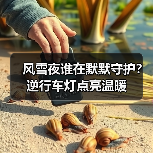 风雪夜谁在默默守护？逆行车灯点亮温暖